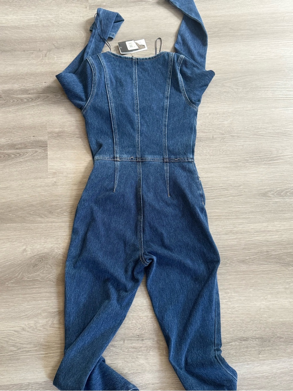 Guess Dark Blue Denim Long-Sleeve Jumpsuit - Picture 6 of 7